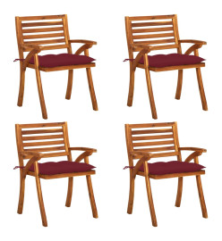 Chaises de jardin avec coussins 4 pcs Bois de teck solide