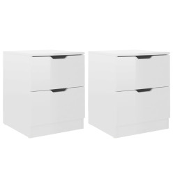 Tables de chevet 2 pcs Blanc brillant 40x40x50 cm Aggloméré