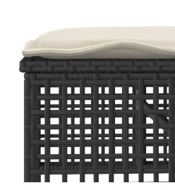 Salon de jardin avec coussins 4 pcs noir résine tressée verre