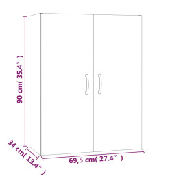 Armoire suspendue Blanc 69,5x34x90 cm Bois d'ingénierie