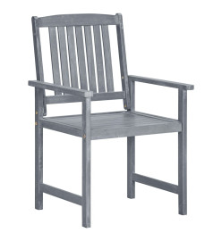 Chaises de jardin avec coussins 8 pcs Bois d'acacia solide Gris