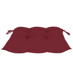 Chaises de jardin 8 pcs avec coussins bordeaux Teck solide