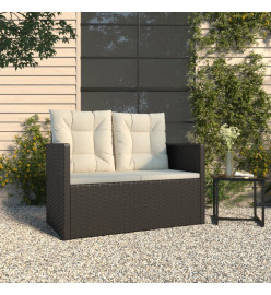 Banc de jardin avec coussins Noir 105 cm Résine tressée