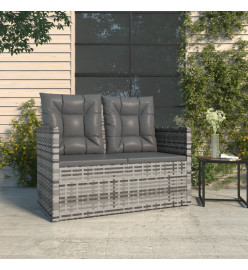 Banc de jardin avec coussins Gris 105 cm Résine tressée