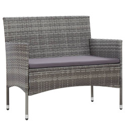 Banc de jardin 105 cm Résine tressée Gris