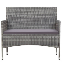 Banc de jardin 105 cm Résine tressée Gris