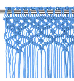 Rideau en macramé Bleu 140x240 cm Coton