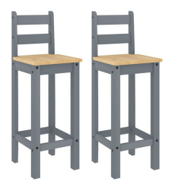 Chaises de bar 2 pcs gris bois de pin solide