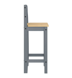 Chaises de bar 2 pcs gris bois de pin solide