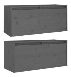 Armoires murales 2 pcs Gris 80x30x35 cm Bois de pin massif