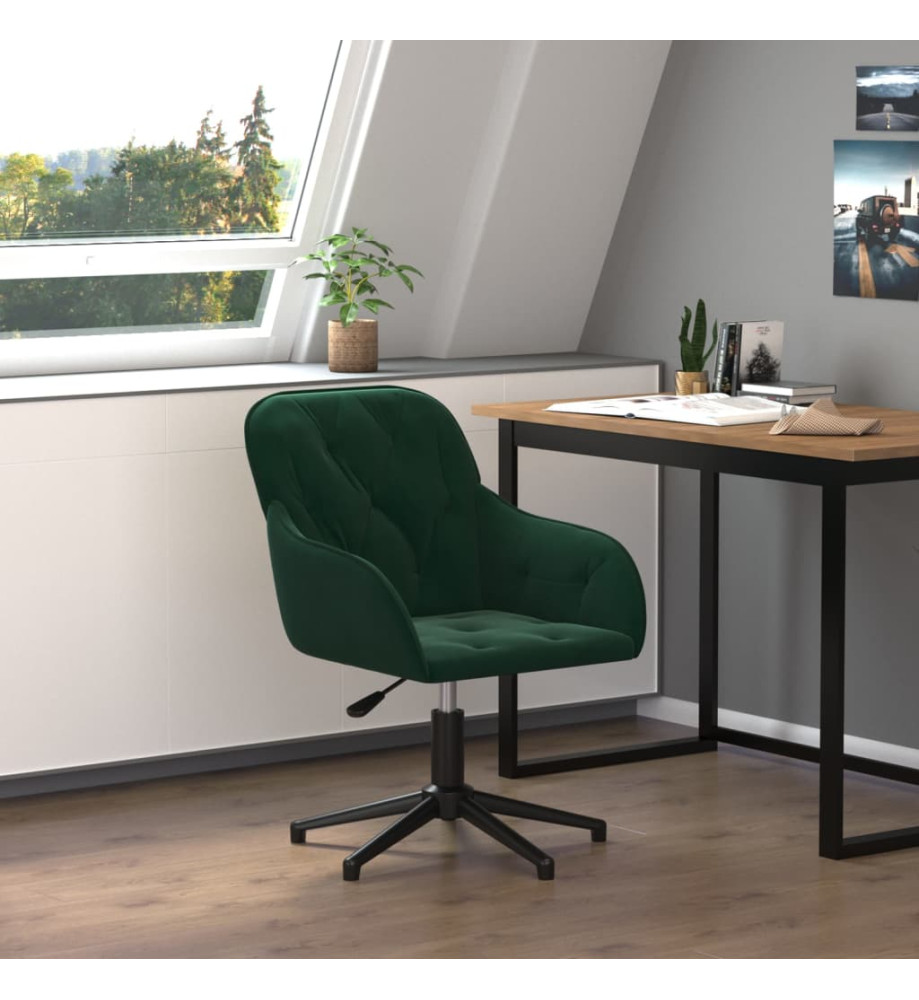 Chaise pivotante de bureau Vert foncé Velours