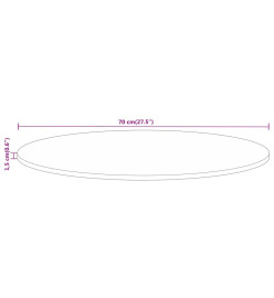 Dessus de table Ø 70x1,5 cm rond bois massif de manguier brut