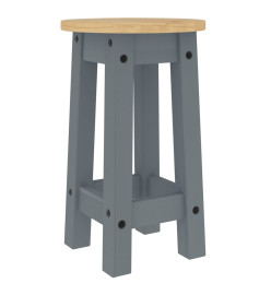 Ensemble de bar 3 pcs gris bois de pin massif