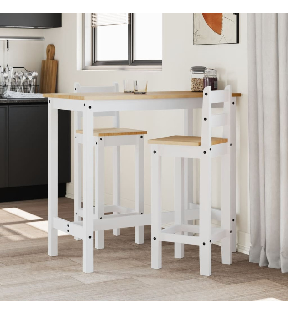 Chaises de bar 2 pcs blanc bois de pin solide