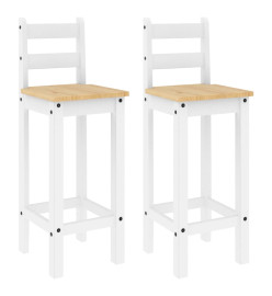 Chaises de bar 2 pcs blanc bois de pin solide