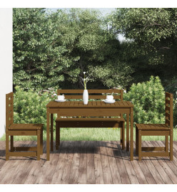 Ensemble à dîner de jardin 4 pcs marron miel bois pin massif