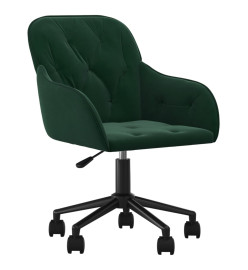 Chaise pivotante de bureau Vert foncé Velours