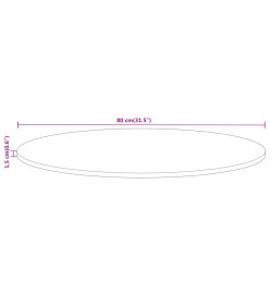 Dessus de table Ø 80x1,5 cm rond bois massif de manguier brut