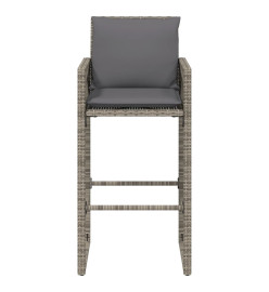 Tabourets de bar jardin coussins lot de 2 gris résine tressée