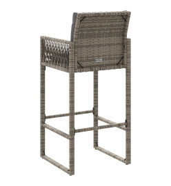 Tabourets de bar jardin coussins lot de 2 gris résine tressée