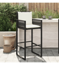 Tabourets de bar jardin coussins lot de 2 noir résine tressée