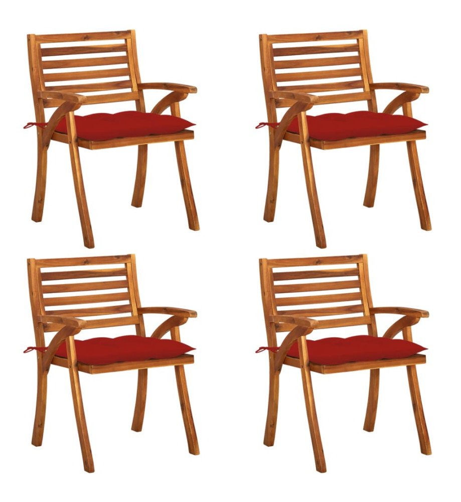 Chaises de jardin avec coussins 4 pcs Bois de teck solide Chaises de jardin avec coussins 4 pcs Bois de teck solide