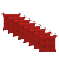 Chaises de jardin empilables avec coussins 8 pcs Teck solide