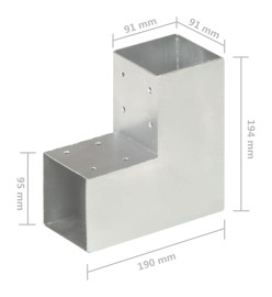 Connecteur de poteau Forme en L Métal galvanisé 91x91 mm