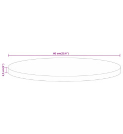 Dessus de table Ø 60x2,5 cm rond bois massif de manguier brut