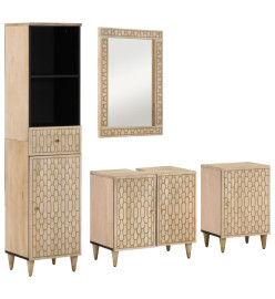 Ensemble de meubles de salle de bain 4 pcs bois manguier massif