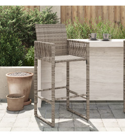 Tabourets de bar de jardin lot de 2 gris résine tressée