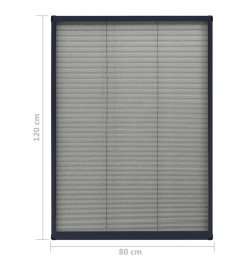 Moustiquaire plissée pour fenêtre Aluminium Anthracite 80x120cm