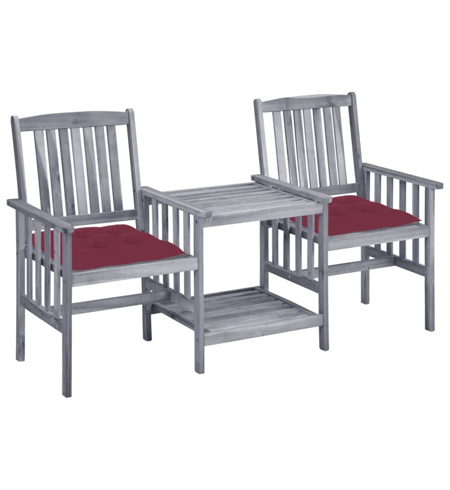 Chaises de jardin avec table à thé et coussins Acacia solide Chaises de jardin avec table à thé et coussins Acacia solide
