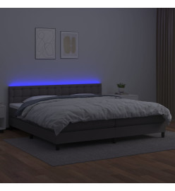 Sommier tapissier et matelas et LED Gris 200x200 cm Similicuir