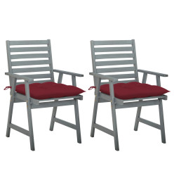 Chaises à dîner d'extérieur 2 pcs avec coussins Acacia massif
