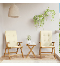 Chaises de jardin inclinables 2pcs et coussins bois massif teck