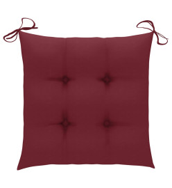 Chaise à bascule avec coussin rouge bordeaux Bois de teck