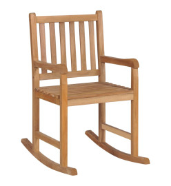 Chaise à bascule avec coussin rouge bordeaux Bois de teck