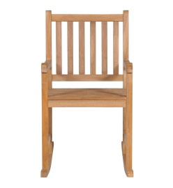 Chaise à bascule avec coussin rouge bordeaux Bois de teck