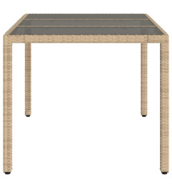 Table de jardin avec dessus en verre beige résine tressée