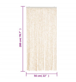 Rideau anti-mouches beige et blanc 56x200 cm chenille