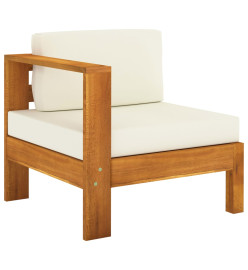 Salon de jardin 8 pcs avec coussins blanc crème bois d'acacia
