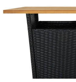 Ensemble de bar de jardin 3 pcs et coussins Résine tressée Noir