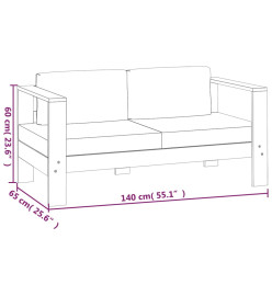 Salon de jardin avec coussins 3 pcs Blanc crème Bois massif