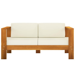 Salon de jardin 5 pcs avec coussins blanc crème bois d'acacia
