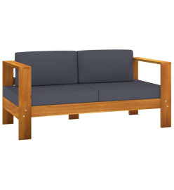 Salon de jardin 5 pcs avec coussins gris foncé Bois massif