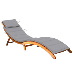 Chaise longue de jardin avec coussin Bois d'acacia solide