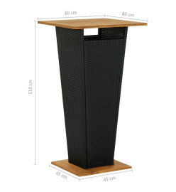 Ensemble de bar de jardin 3 pcs et coussins Résine tressée Noir