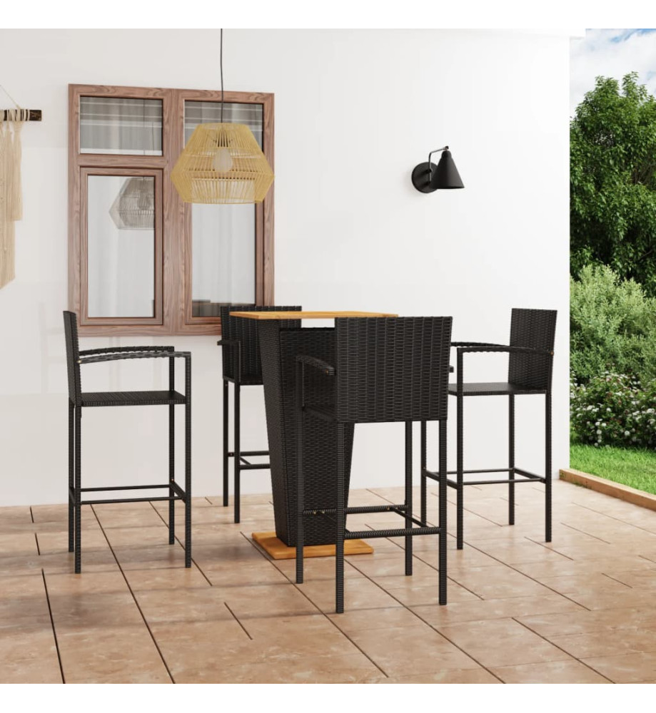 Ensemble de bar de jardin 5 pcs Noir Ensemble de bar de jardin 5 pcs Noir