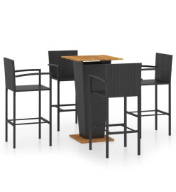 Ensemble de bar de jardin 5 pcs Noir